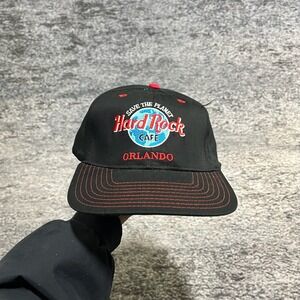 Vintage Hard Rock Cafe Orlando Snapback Hat Black Save The Planet Embroidered